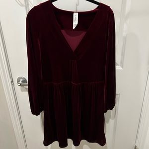 Anthropologie Amadi red velvet mini dress